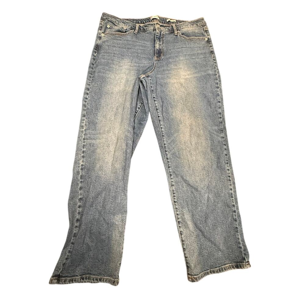 Wonderly Women's Blue Slim Boyfriend Button Closure Denim Jeans Size 18